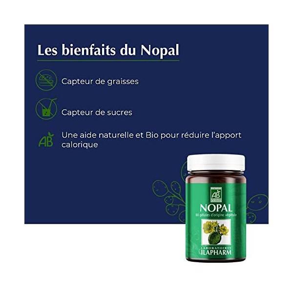 Laboratoires Ilapharm - NOPAL BIO - Absorption des graisses et des sucres - Flacon de 60 gélules