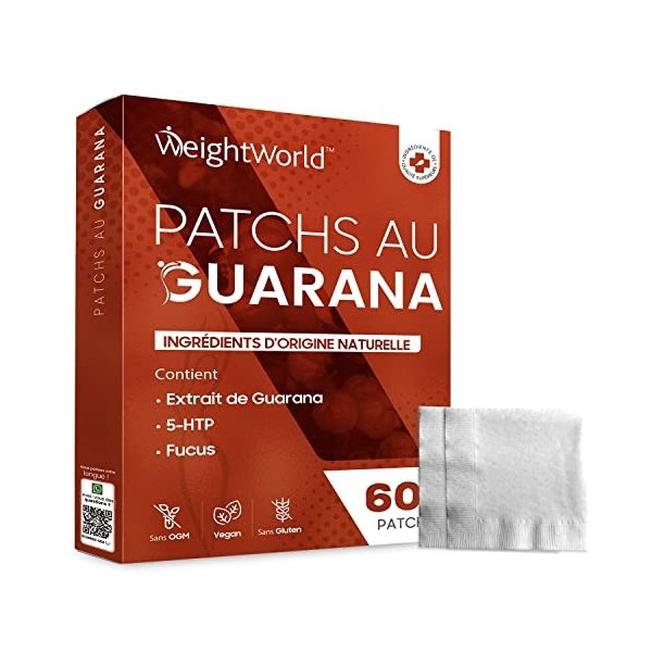 Patchs au Guarana + 5 HTP - 60 Patches pour Silhouette Plus Affinée, Ventre, Cuisse, Bras - Fucus, Lin, Thé Vert, Griffona - 