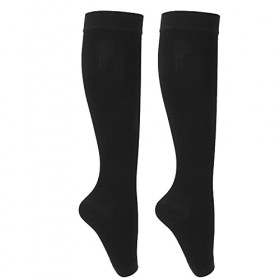 Chaussettes de compression pour mollets, absorbe la sueur des stocks de compression à bout ouvert noir respirant pour travail