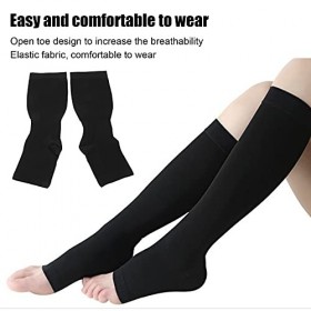 Chaussettes de compression pour mollets, absorbe la sueur des stocks de compression à bout ouvert noir respirant pour travail