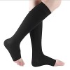 Bas de Compression Respirant Antidérapant Élastique à Bout Ouvert Noir, Jambes Formant des Chaussettes à Bout Fermé, pour Fem