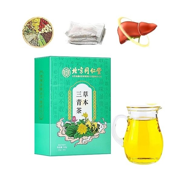 Mnsuid Herbal Three Cleansing Tea, Health Preserving Tea, Liver Support Tea, Extracted From 18 Kinds of Herbs 【30Bags/ Box】 