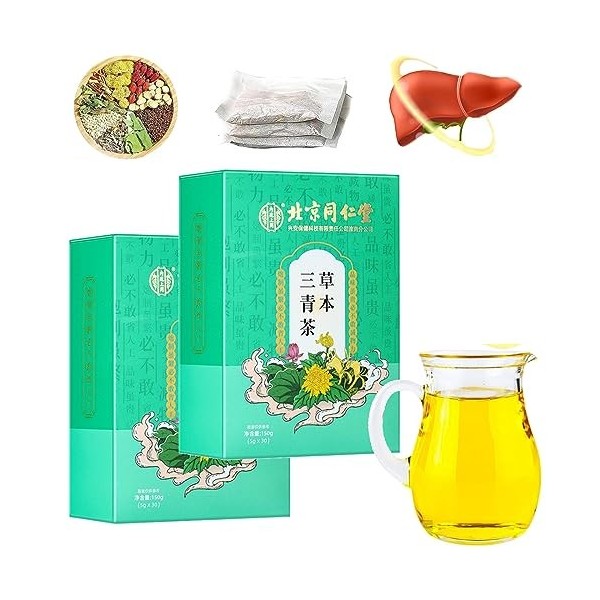 Mnsuid Herbal Three Cleansing Tea, Health Preserving Tea, Liver Support Tea, Extracted From 18 Kinds of Herbs 【30Bags/ Box】 