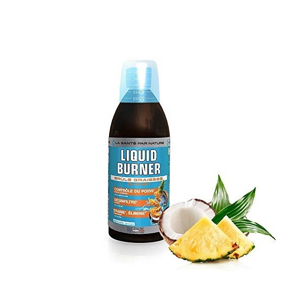 LIQUIDE BURNER, DRAINEUR 3 en 1 - Brule Graisse Pina Colada, Contrôle du Poids, Déstocke Brûle les Graisses, Draine, Elimine 