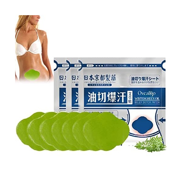 behound Japan Wintergreen Abdomen Warm Fat Patch, Japanese Oil-Cut Sweaty Wormwood Paste, Moxibustion Slimming Patches for Be