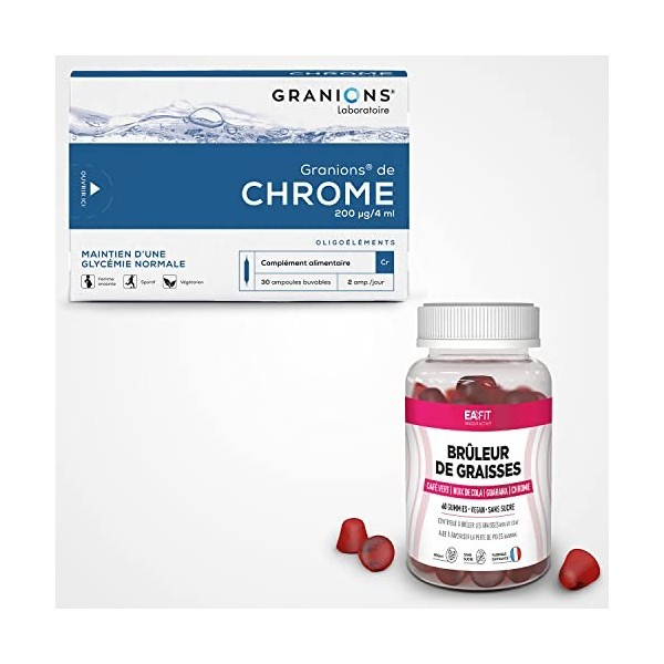 GRANIONS/EAFIT - LOT Granions de CHROME 30 ampoules - Maintien dune glycémie normale et EAFIT GUMMIES BRULE GRAISSES, Sans s