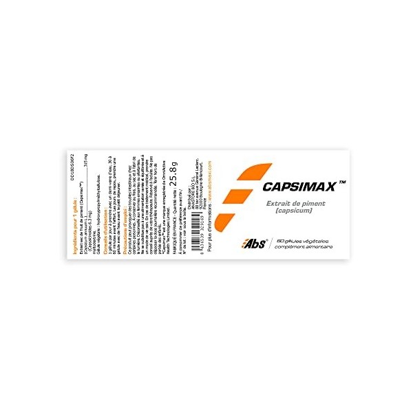 Capsimax * 315 mg / 60 gélules * Extrait de piment capsicum 