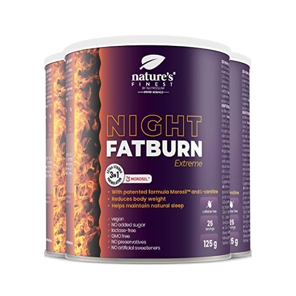 Natures Finest Night FatBurn Extrême | Supplément de perte de poids avec formule 4en1 | Brûleur de graisse éprouvé avec Moro