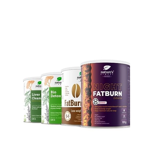 Natures Finest Night FatBurn Extreme + OK!Fatburn Coffee + Detox superfood + LiverCleanse | Formule avancée pour une combust