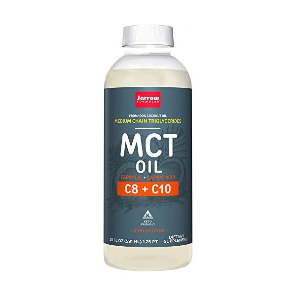 Jarrow Formulas, MCT Oil, Acide Caprylique et Acide Caprique, Vegan à Partir dHuile de Coco, 591ml, Testé en Laboratoire, Sa