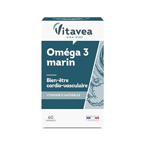 Vitavea - Complément Alimentaire Cardio Vasculaire, Bien Être - Omega 3 Marin Huile de Poisson - Source dEPA et DHA - 60 C