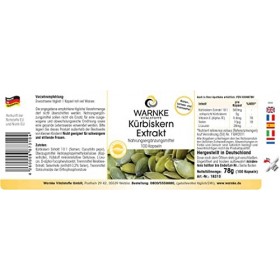 Pépins de Citrouille - Extrait - 100 gélules - Végan - Avec vitamine E | Warnke Vitalstoffe