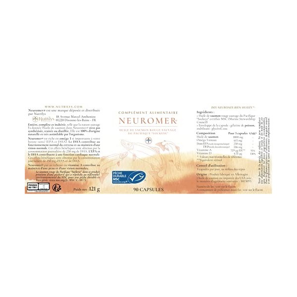 NUTRILYS - Neuromer® - Complément Alimentaire - Oméga 3/6/9, Vitamines A/D, + de 30 Acides Gras - 90 capsules