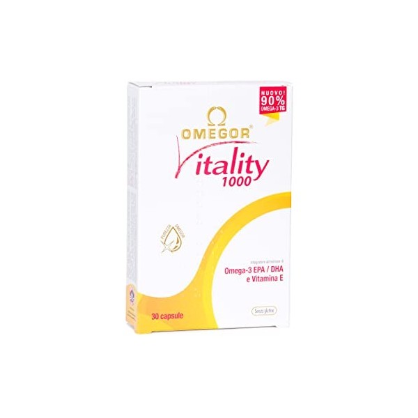 Omegor Vitality 1000 - Huile de Poisson Sauvage avec 90% dOméga-3 TG, 30 Gélules