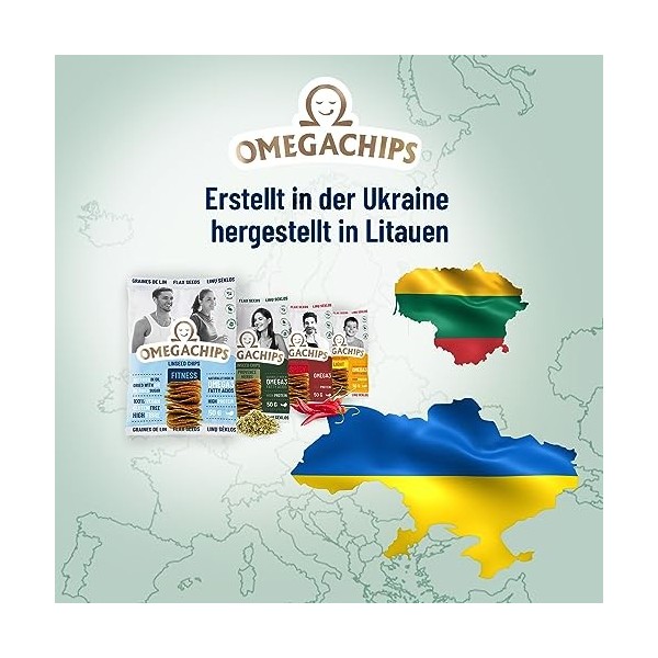 OmegaChips Graines de lin Gourmet Herbes – Snack sain avec oméga-3, parfait pour les amateurs de sport et les amateurs de san