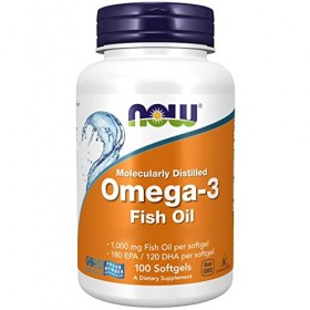 Now Foods, Molecularly Distilled Omega-3 Omega-3 Distillé Moléculairement , avec EPA et DHA, Haute Dosé, 100 Capsules molles