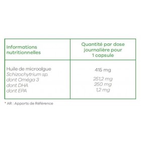 Complément Oméga 3 Ultra DHA Végétal Vegan - Algues 30 capsules Mémoire Cerveau Vision - Lavilab