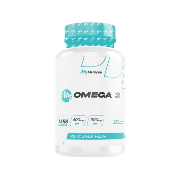 MyMUSCLE - My Omega 3 - Huile de Poisson Concentrée de Qualité Supérieure - 90 Capsules Molles