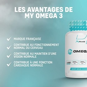MyMUSCLE - My Omega 3 - Huile de Poisson Concentrée de Qualité Supérieure - 90 Capsules Molles