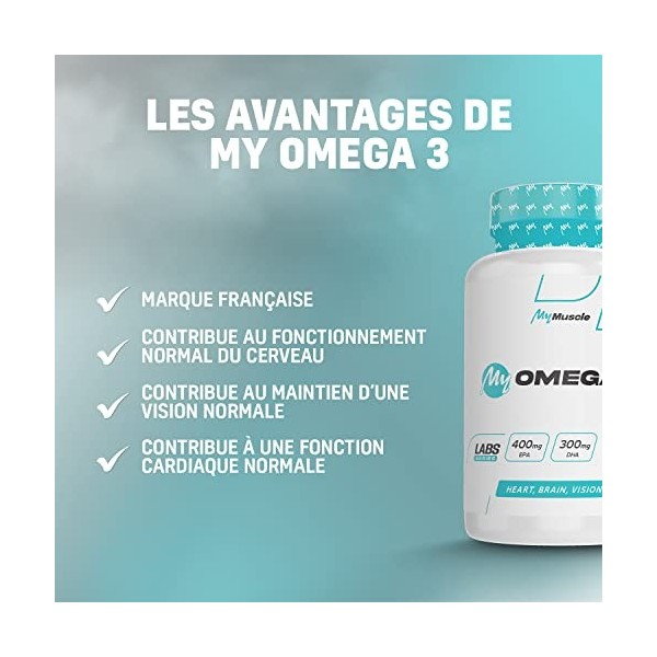 MyMUSCLE - My Omega 3 - Huile de Poisson Concentrée de Qualité Supérieure - 90 Capsules Molles