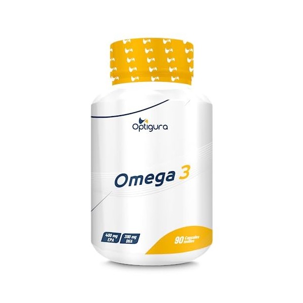 OPTIGURA - Omega 3 - Acides Gras d’Huile de Poisson contenant de l’EPA et du DHA - 90 Capsules Molles