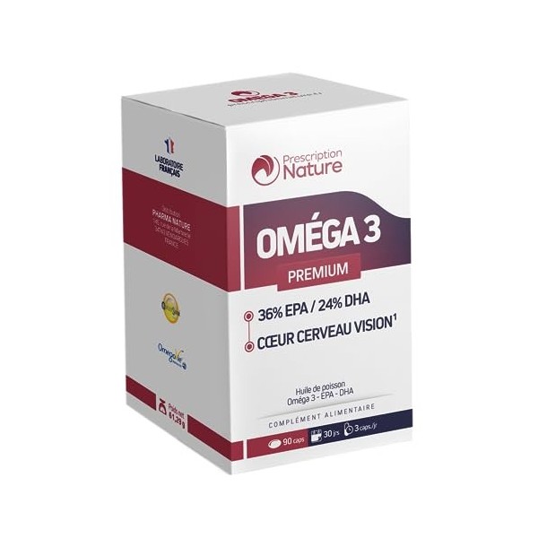 Prescription Nature - OMEGA 3 - Complément Alimentaire, Fonctionnement Normal Coeur, Cerveau, Vision - EPA, DHA, OmégaVie 362