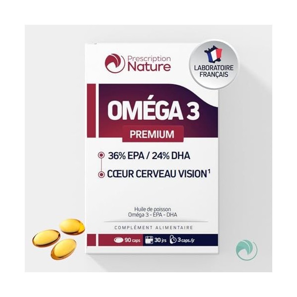 Prescription Nature - OMEGA 3 - Complément Alimentaire, Fonctionnement Normal Coeur, Cerveau, Vision - EPA, DHA, OmégaVie 362