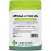Lindens Huile de poisson oméga 3, 1 000 mg en gélules | 90 Lot | 1050mg d’acide gras oméga 3 DHA & EPA pour 2 capsules. Contr