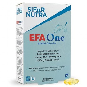 Sifar Nutra EFA One | IFOS certifié 5 étoiles | Huile de poisson Oméga 3 1020 mg | 580 mg EPA + 390 mg DHA | fonction cardiaq