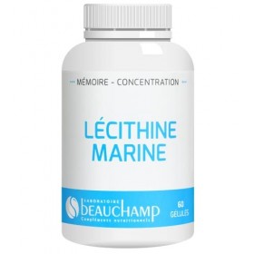 Laboratoire Beauchamp - Complément alimentaire LECITHINE MARINE - 60 gélules - Mémoire et Concentration - Oméga 3 EPA et DHA 