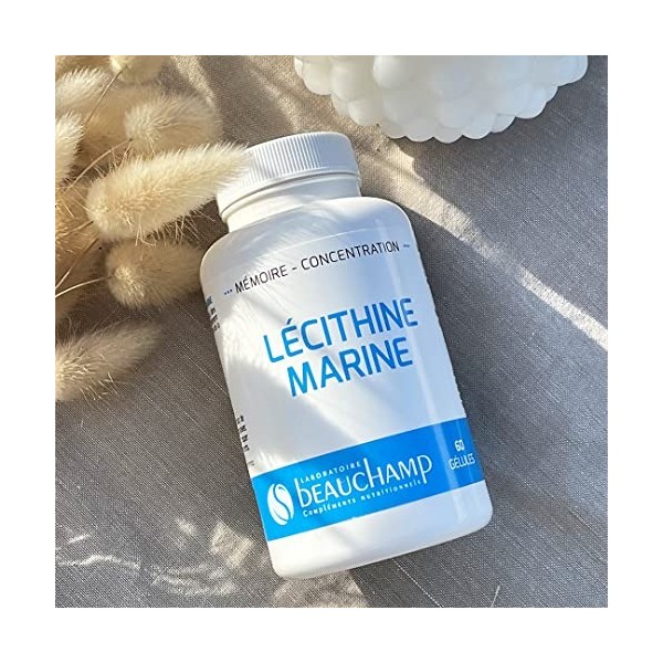 Laboratoire Beauchamp - Complément alimentaire LECITHINE MARINE - 60 gélules - Mémoire et Concentration - Oméga 3 EPA et DHA 