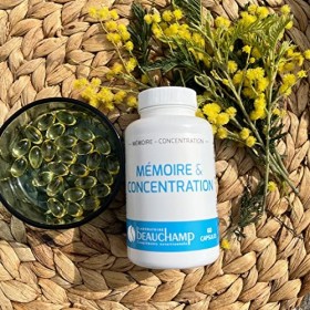 Laboratoire Beauchamp - Complément alimentaire MÉMOIRE ET CONCENTRATION - 60 capsules - Huile riche en Oméga 3 - Bonnes fonct