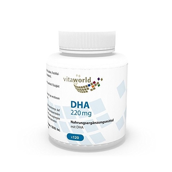 Vita World DHA 220mg Omega-3 120 Capsules Made in Germany