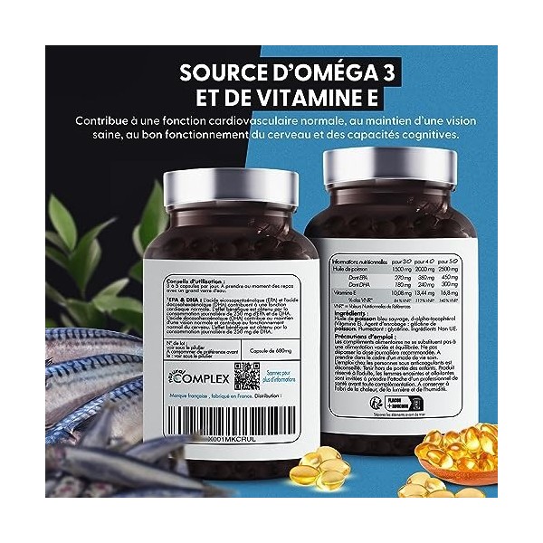 OMEGA 3 | Huile de poisson bleu sauvage, Haute concentration 2000mg, Riche en EPA & DHA | Système immunitaire, vision, mémoir