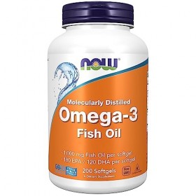 Now Foods, Molecularly Distilled Omega-3 Omega-3 Distillé Moléculairement , avec EPA et DHA, Hautement Dosé, 200 Capsules mo