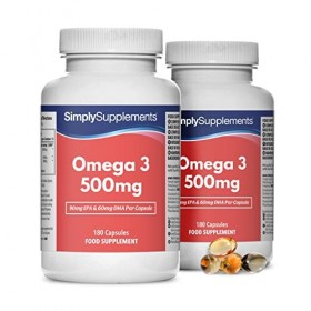Oméga 3 500mg Huile de Poisson | 360 Gélules | Jusqu’à 1 an de bienfaits |SimplySupplements