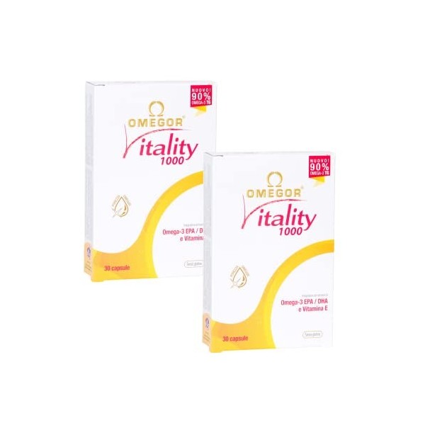 Omegor Vitality 1000 - Huile de Poisson Sauvage avec 90 % dOméga-3 TG, 30 Gélules, Lot de 2