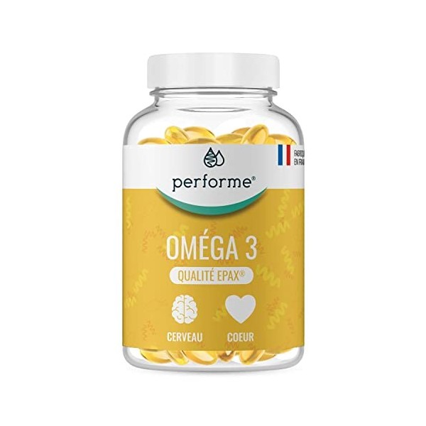 Performe - Oméga 3 • Huile Pure et Naturelle de Poisson Sauvage Qualité • Riche en Acide Gras Naturelle • EPAX Breveté • Haut