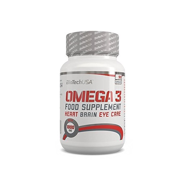 Biotech USA Omega 3 Huile de poisson EPA DHA Cœur Cerveau Yeux 90 capsules