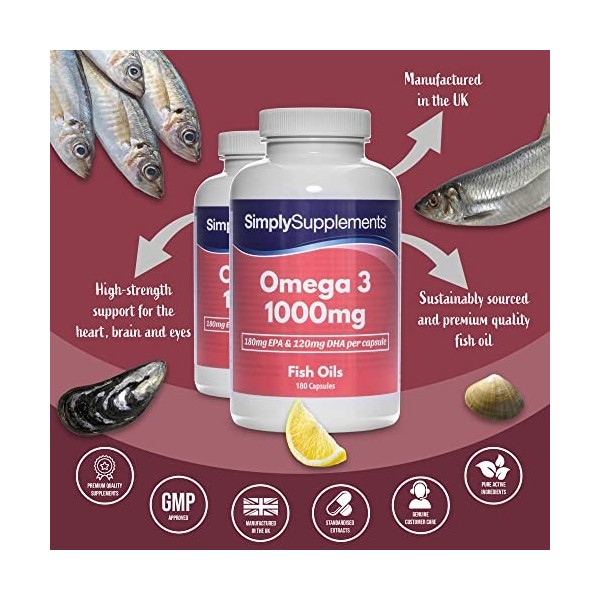 Oméga 3 1000mg| 360 Gélules | Jusqu’à 4 mois de Bienfaits | SimplySupplements