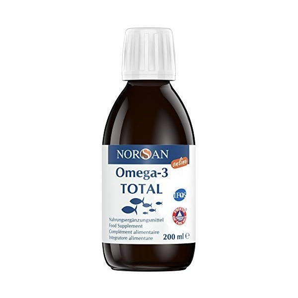 NORSAN Premium huile de poisson omega 3 Total Nature hautement dosé 200 ml / 2.000mg d’ omega 3 dose journalière/fish oil ome
