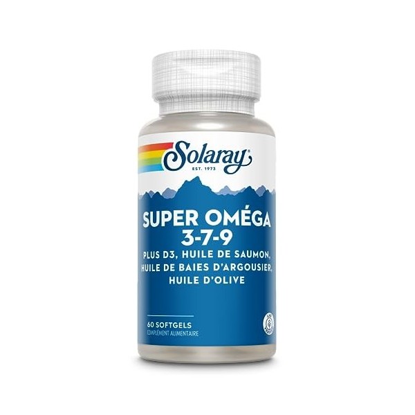 Solaray Super Oméga 3-7-9 | + vitamine D3 | 60 Softgels