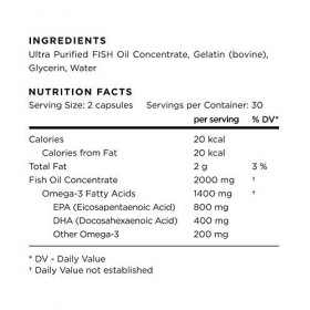 Omega 3 TG - 60 gélules - Testé par un tiers pour la pureté et la puissance - 1000 mg