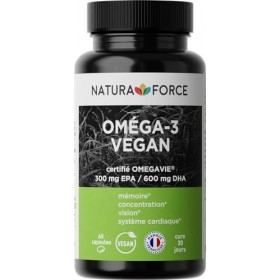 NATURA FORCE - Oméga 3 Végan, acides gras EPA et DHA issus de l’huile de Microalgue Schizochytrium - 100% vegan et brevetés O