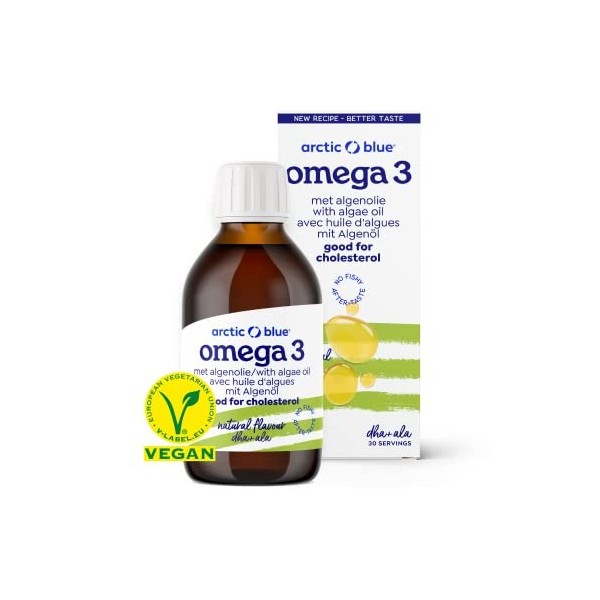 Huile végétale Omega 3 150 ml - 100 % végétale avec huile dalgues - goût agréable, qualité certifiée sans substances nocives