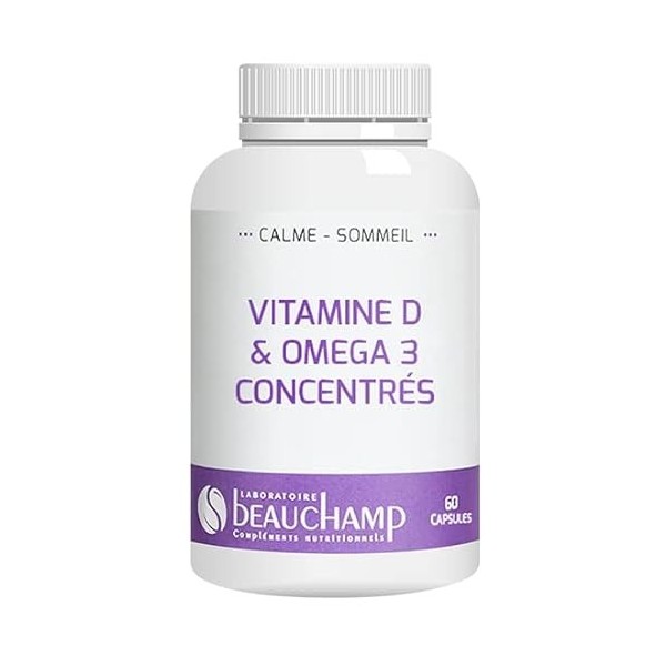 Laboratoire Beauchamp - Complément alimentaire Vitamine D3 & Oméga 3 concentrés - Défenses immunitaires - Bon fonctionnement 