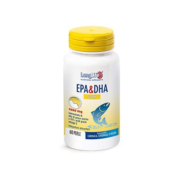 Long Life Epa & Dha Gold 1000 mg 60 perles 1,300 g Cholestérol et Triglycérides, fonction cardiovasculaire, flexibilité artic