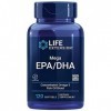 Life Extension, Mega EPA/DHA, Omega-3 dHuile de Poisson, 120 Capsules molles, Testé en Laboratoire, Sans Gluten, Sans Soja, 