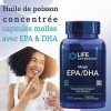 Life Extension, Mega EPA/DHA, Omega-3 dHuile de Poisson, 120 Capsules molles, Testé en Laboratoire, Sans Gluten, Sans Soja, 