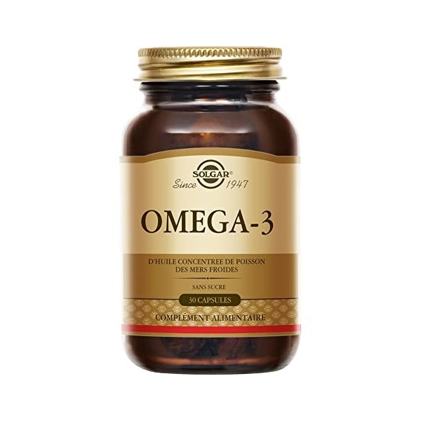 Solgar Omega 3 - Cardiovasculaire - Acide Gras essentiel pour lorganisme - Formule concentrée - Complément Alimentaire - Fla